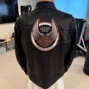 🎄 Harley-Davidson Black Leather Anniversary Bomber Jacket (never worn)